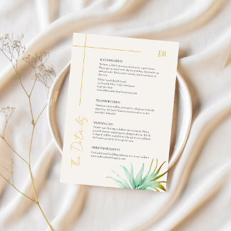 Watercolor Palm Gold Destination Wedding Detail Enclosure Card