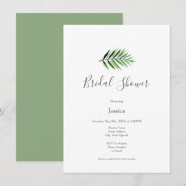 Watercolor Palm Invitation (Front/Back)