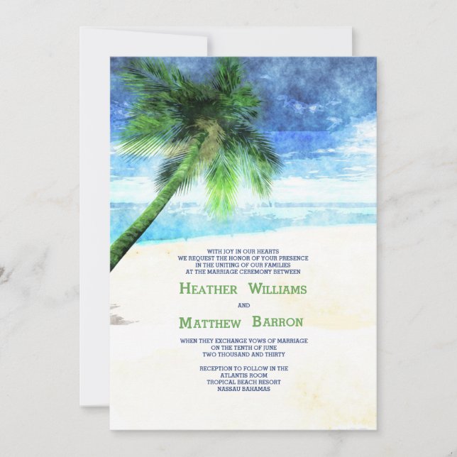 Watercolor Palm Invitation (Front)