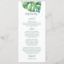 Watercolor Palm Leaf - destination wedding menu