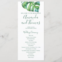 Watercolor Palm Leaf - destination wedding program