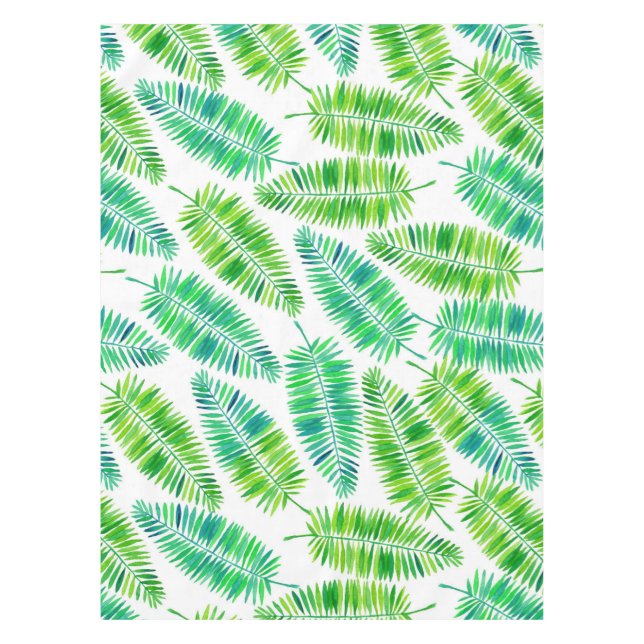 Watercolor palm leaves pattern tablecloth (Front)