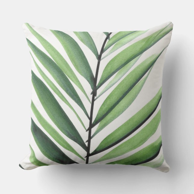 Watercolor Palm Outdoor Pillow (Front)