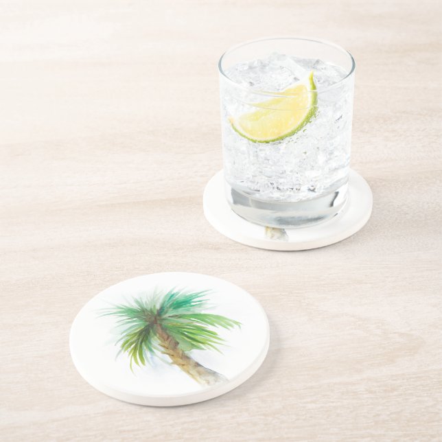 Watercolor Palm Palmetto Tree Coaster (Side)