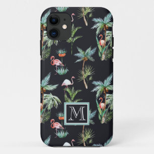 Watercolor Palm Pattern   Add Your Initial iPhone 11 Case