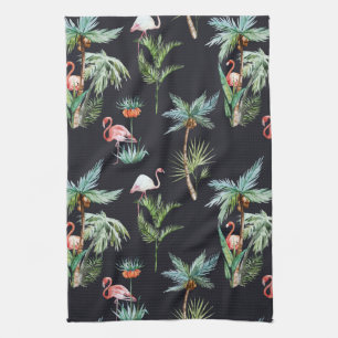 Watercolor Palm Pattern Kitchen Towel