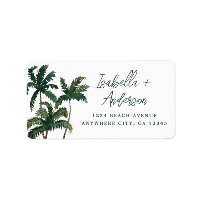 Watercolor Palm Return Address  Label (Front)