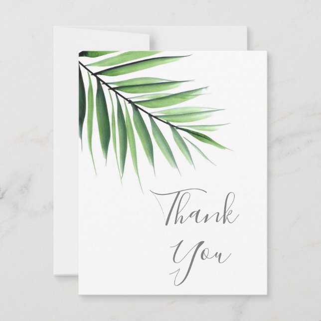 Watercolor Palm  Thank You Card (Front)