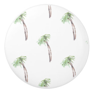Watercolor Palm Tree Beach House Ceramic Knob