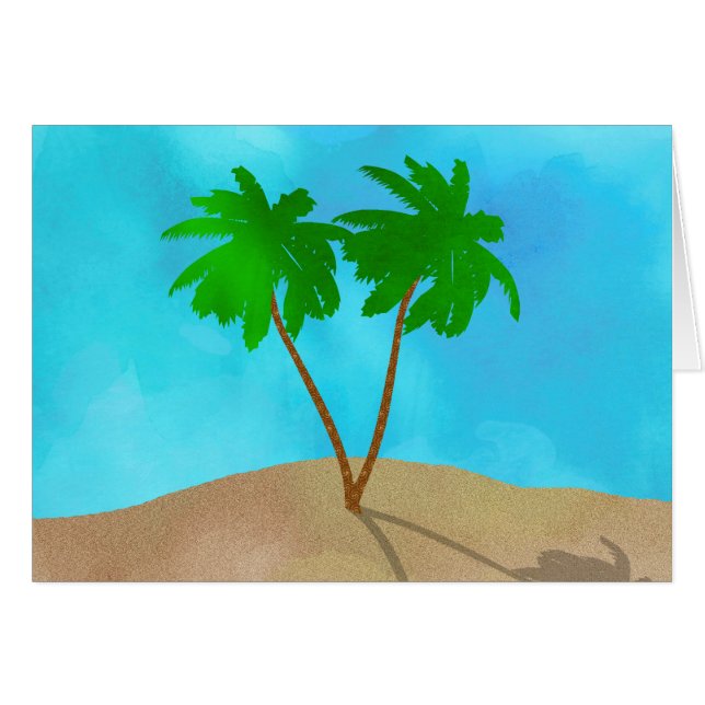 Watercolor Palm Tree Beach Scene Collage (Front Horizontal)