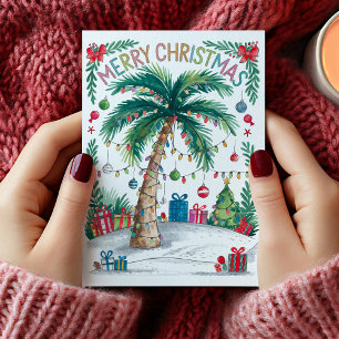 Watercolor Palm Tree Christmas Card