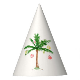 Watercolor Palm Tree Christmas In July Party Hat