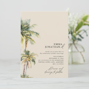 Watercolor Palm Tree Destination coastal Wedding  Invitation