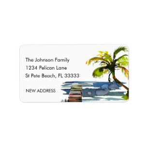 Watercolor Palm Tree New Address Label