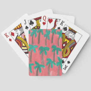 Watercolor Palm Tree Pattern Playing Cards