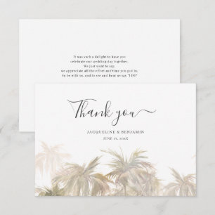 Watercolor Palm Tree Script Wedding Thank You Card