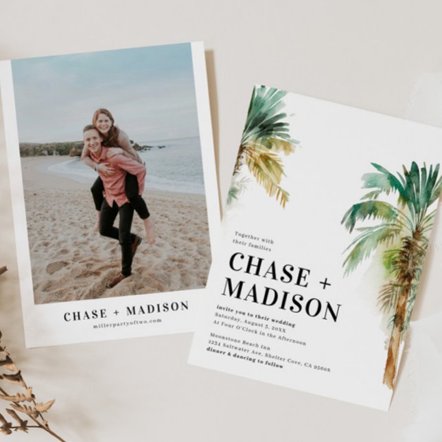 Watercolor Palm Tree Wedding Invitations (Creator Uploaded)