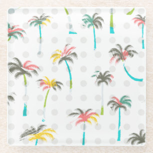 Watercolor Palm Trees 2 Glass Coaster