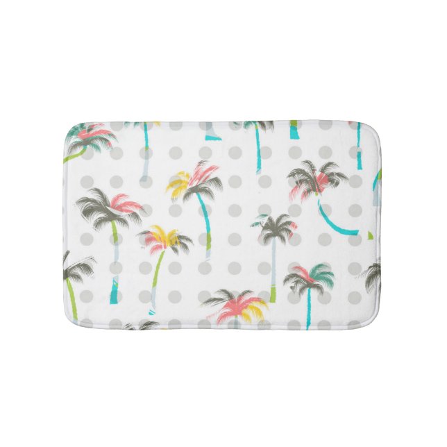 Watercolor Palm Trees Bath Mat (Front)