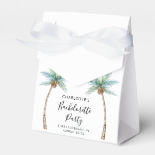 Watercolor Palm Trees Coastal Bachelorette Party Favor Box