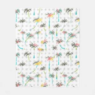 Watercolor Palm Trees Fleece Blanket