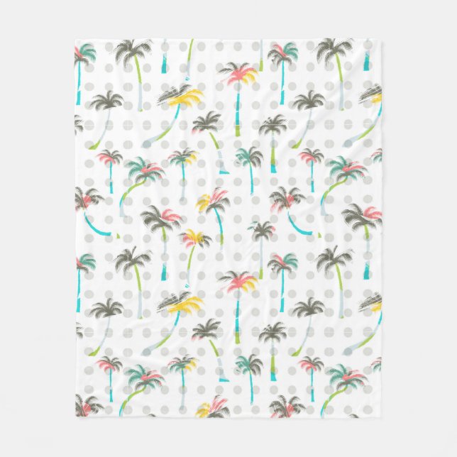 Watercolor Palm Trees Fleece Blanket (Front)
