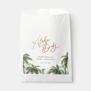 Watercolor Palm Trees Gold Aloha Baby Shower Favour Bag