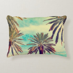 Watercolor palm trees in sunny day accent pillow