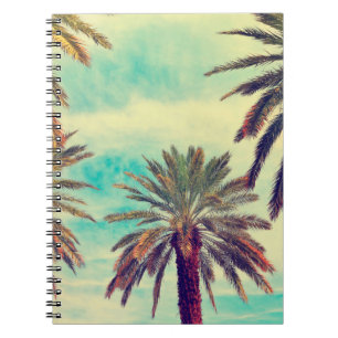 Watercolor palm trees in sunny day notebook