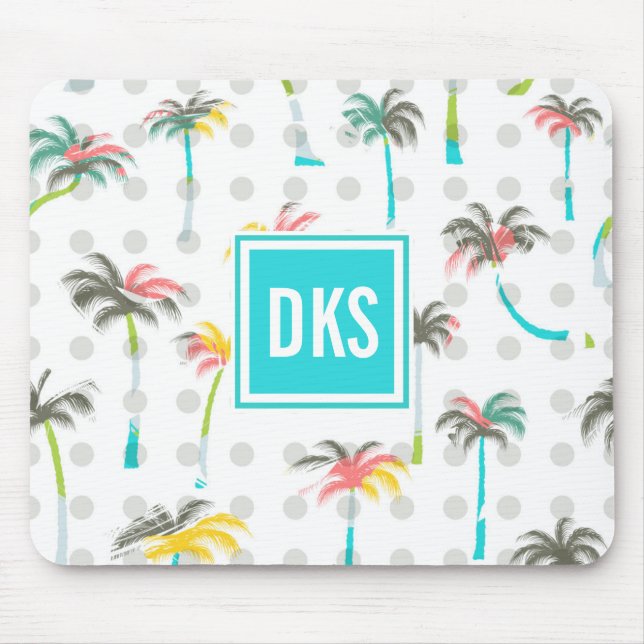 Watercolor Palm Trees | Monogram Mouse Pad (Front)
