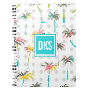 Watercolor Palm Trees Monogram Notebook
