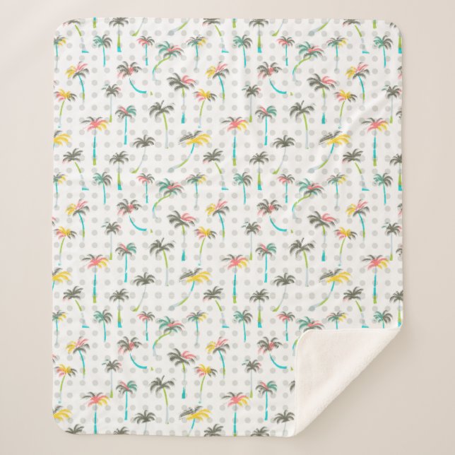 Watercolor Palm Trees Sherpa Blanket (Front)