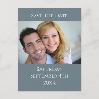 Watercolor Palms and Slate Wedding Announcement Postcard