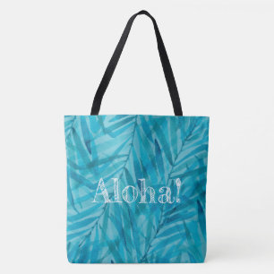 Watercolor Palms Hawaiian Tropical Reversible Tote Bag