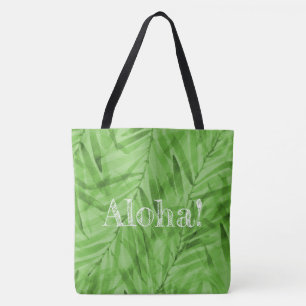Watercolor Palms Hawaiian Tropical Reversible Tote Bag