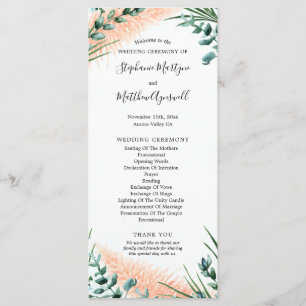 Watercolor Pampas Grass Foliage Wedding Ceremony Program