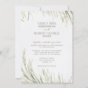 Watercolor Pampas Grass Wedding Invitation