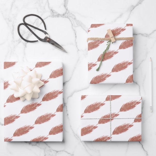 Watercolor Pampas Hand Painted Pattern Wrapping Paper Sheet (Front)