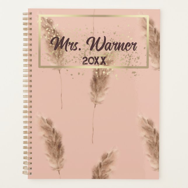 Watercolor Pampas Personalized Teacher Gift   Planner (Front)