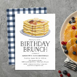 Watercolor Pancake Brunch Birthday Party Invitation<br><div class="desc">Invite guests to a birthday brunch in style with our Pancake Brunch birthday party invitations. The stylish brunch birthday party invitations feature a stack of watercolor pancakes and "Birthday Brunch" in a hand-lettered typography style. The reverse side of the invites feature a navy blue gingham plaid design. Personalize the invitations...</div>
