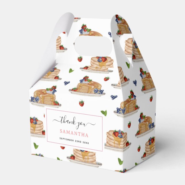 Watercolor Pancakes Berries Breakfast Brunch  Favor Box (Front Side)