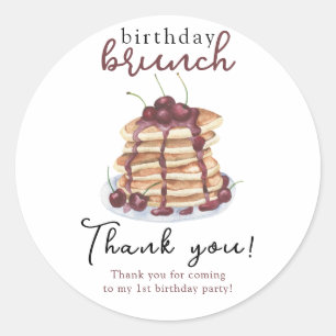 Watercolor Pancakes Birthday Party Classic Round Sticker