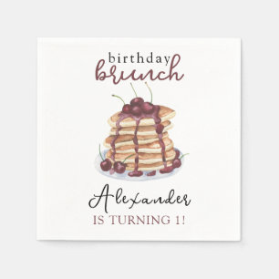 Watercolor Pancakes Birthday Party Napkin