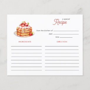 Watercolor Pancakes Bridal brunch Recipe card