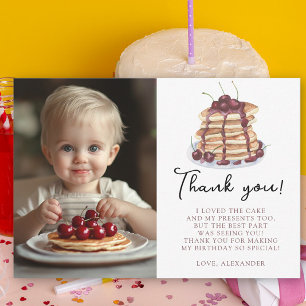 Watercolor Pancakes First Birthday Party Thank You Card
