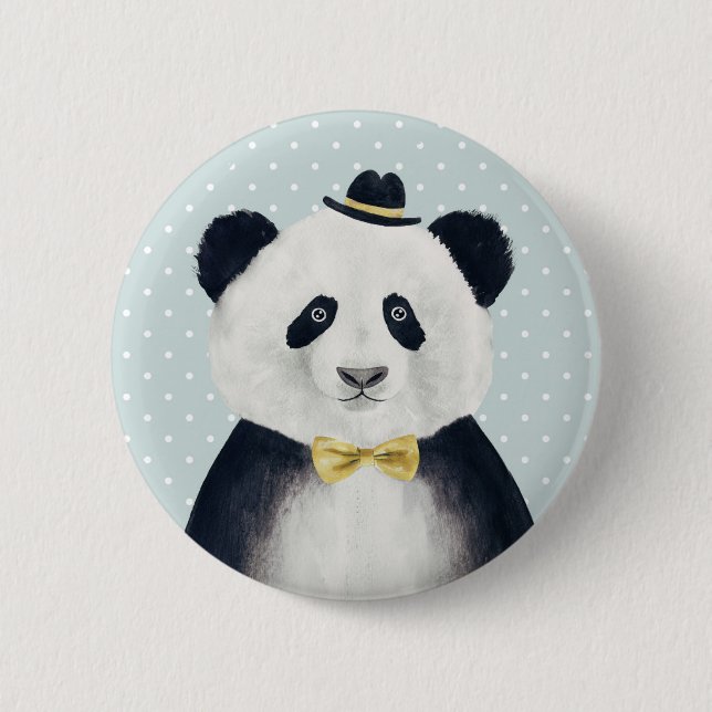 Watercolor Panda Bear 2 Inch Round Button (Front)