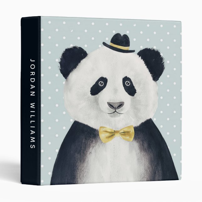 Watercolor Panda Bear | Add Your Name Binder (Front/Spine)