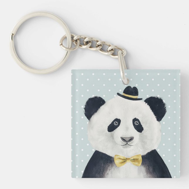 Watercolor Panda Bear Keychain (Front)