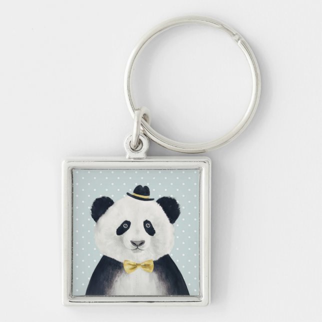 Watercolor Panda Bear Keychain (Front)