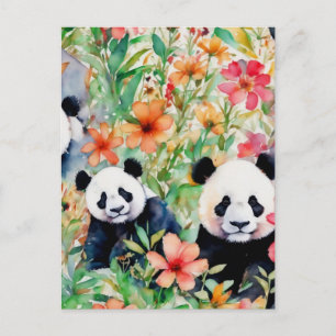 Watercolor Panda Bear Postcard
